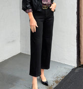 Liverpool The Stride Crop Wide Leg Denim in Black Rinse-210 Denim-Little Bird Boutique
