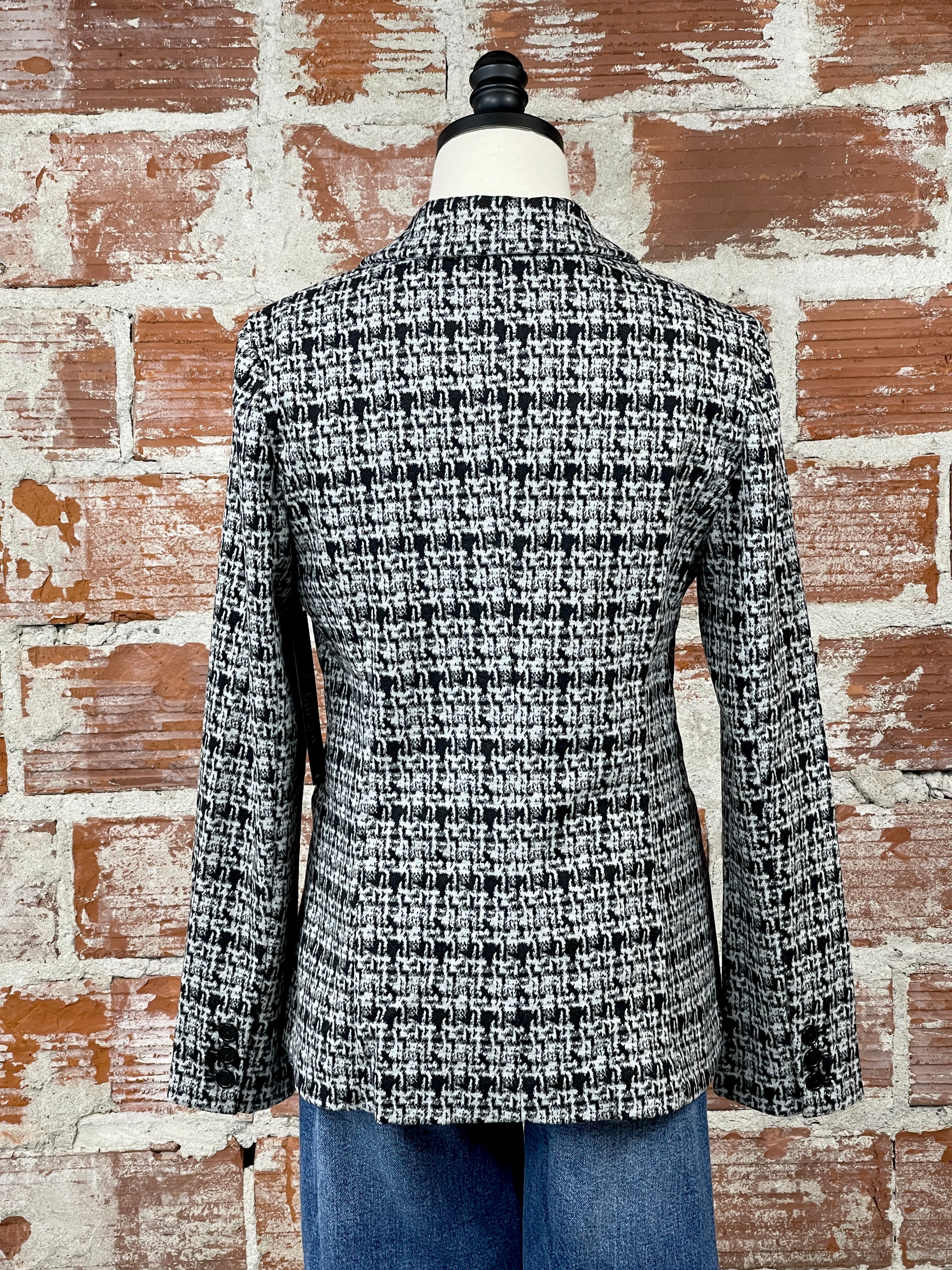 Liverpool Fitted Blazer in Black and Grey Plaid-143 Blazers-Little Bird Boutique