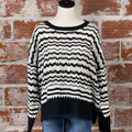 Apricot Crochet Sweater in Black and White Stripe-131 - Sweaters F/W (June - Nov)-Little Bird Boutique