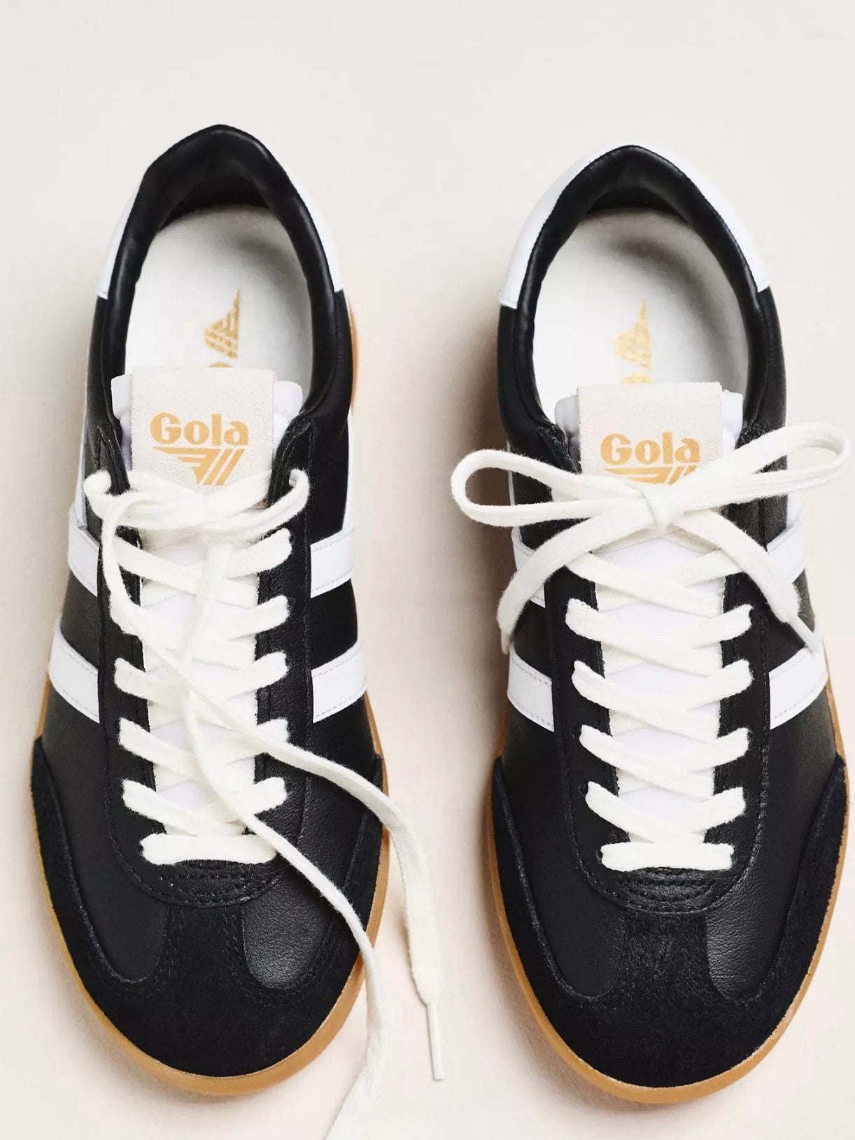Gola Cyclone Leather Sneakers in Black/White/Gum-312 Shoes-Little Bird Boutique
