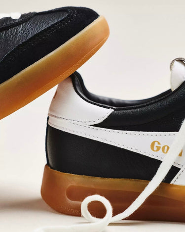 Gola Cyclone Leather Sneakers in Black/White/Gum-312 Shoes-Little Bird Boutique