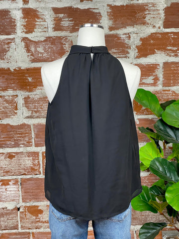 High Twist Neck Top in Black