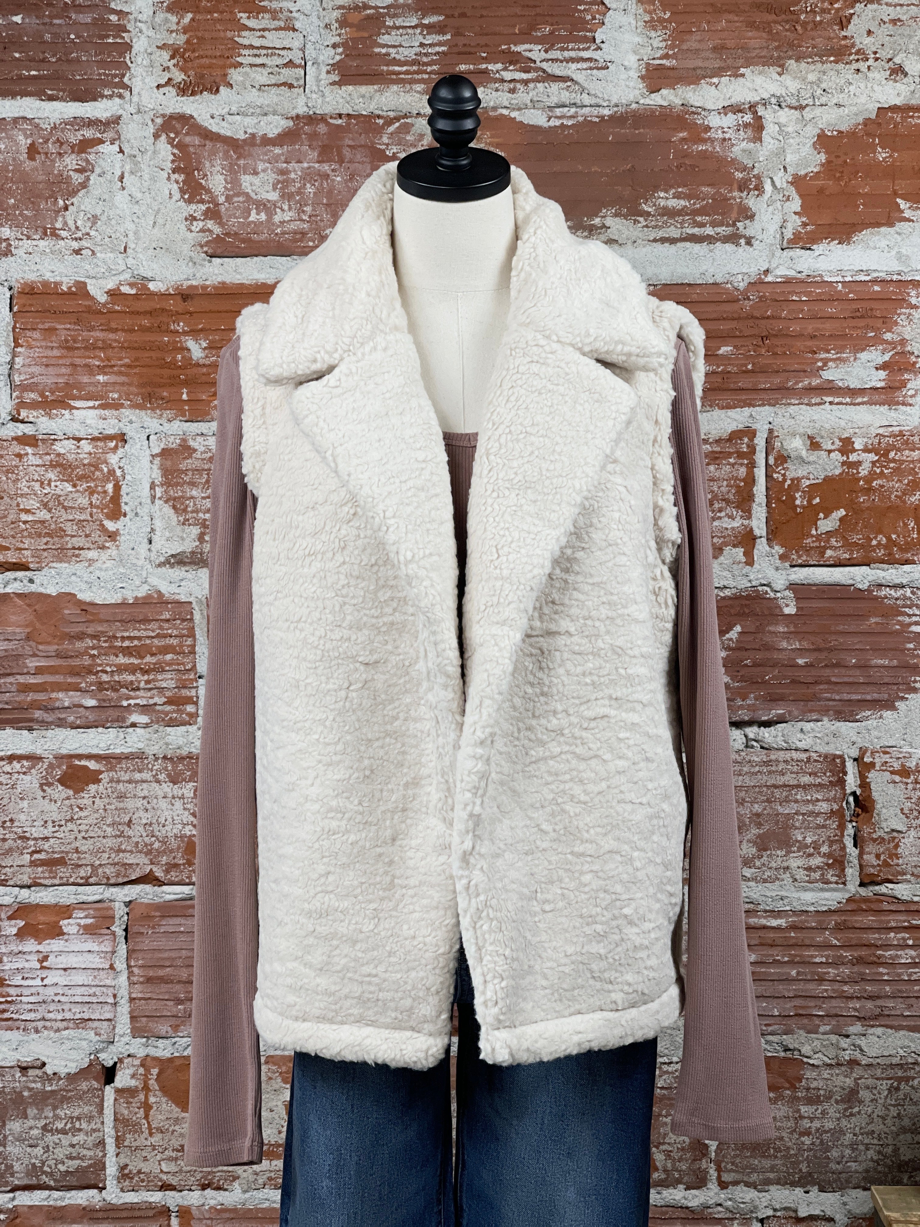 Molly Bracken Long Sherpa Vest-141 Outerwear Coats & Jackets-Little Bird Boutique