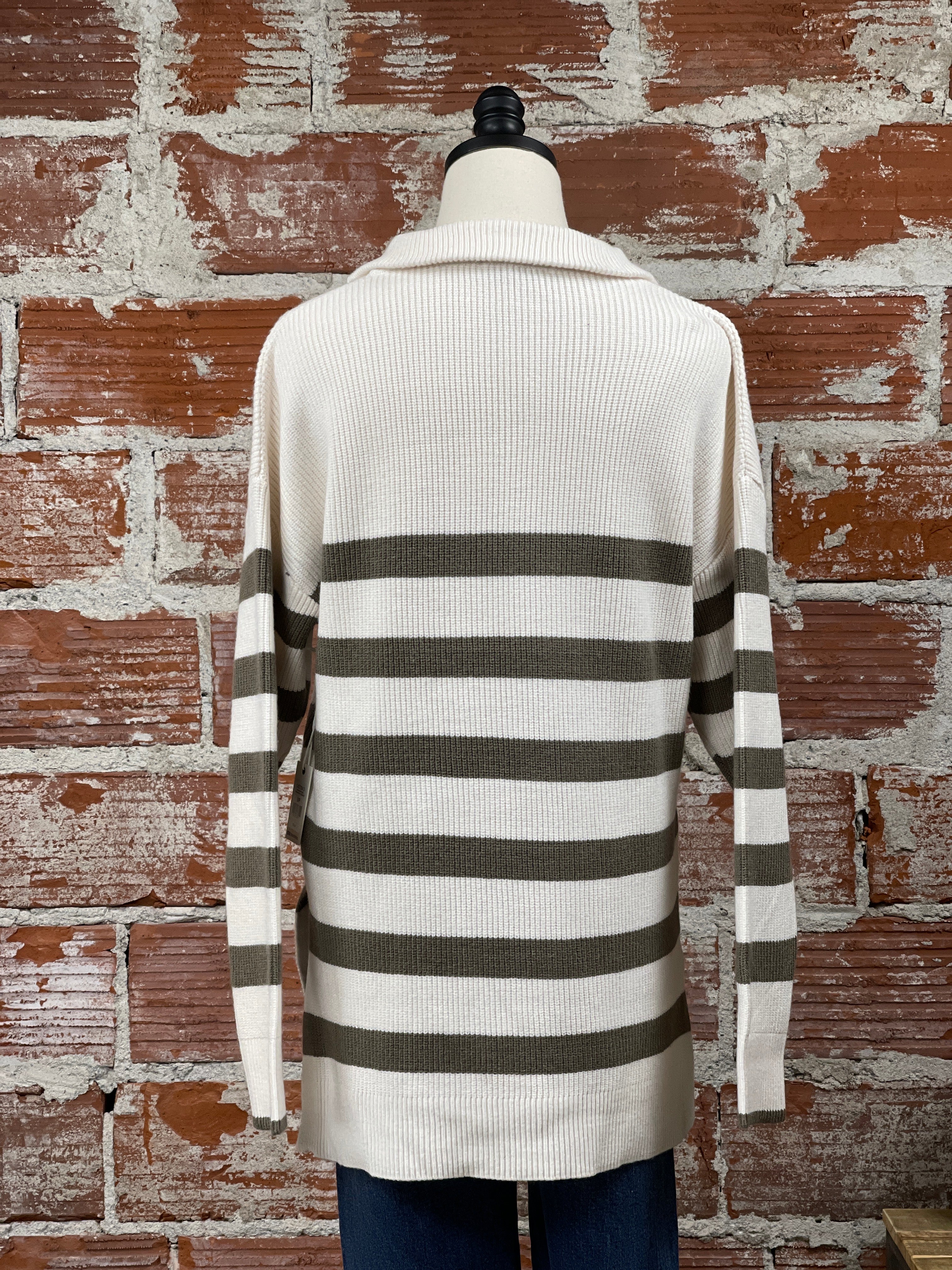 Dex Army Stripe Sweater in Cream-131 - Sweaters F/W (June - Nov)-Little Bird Boutique