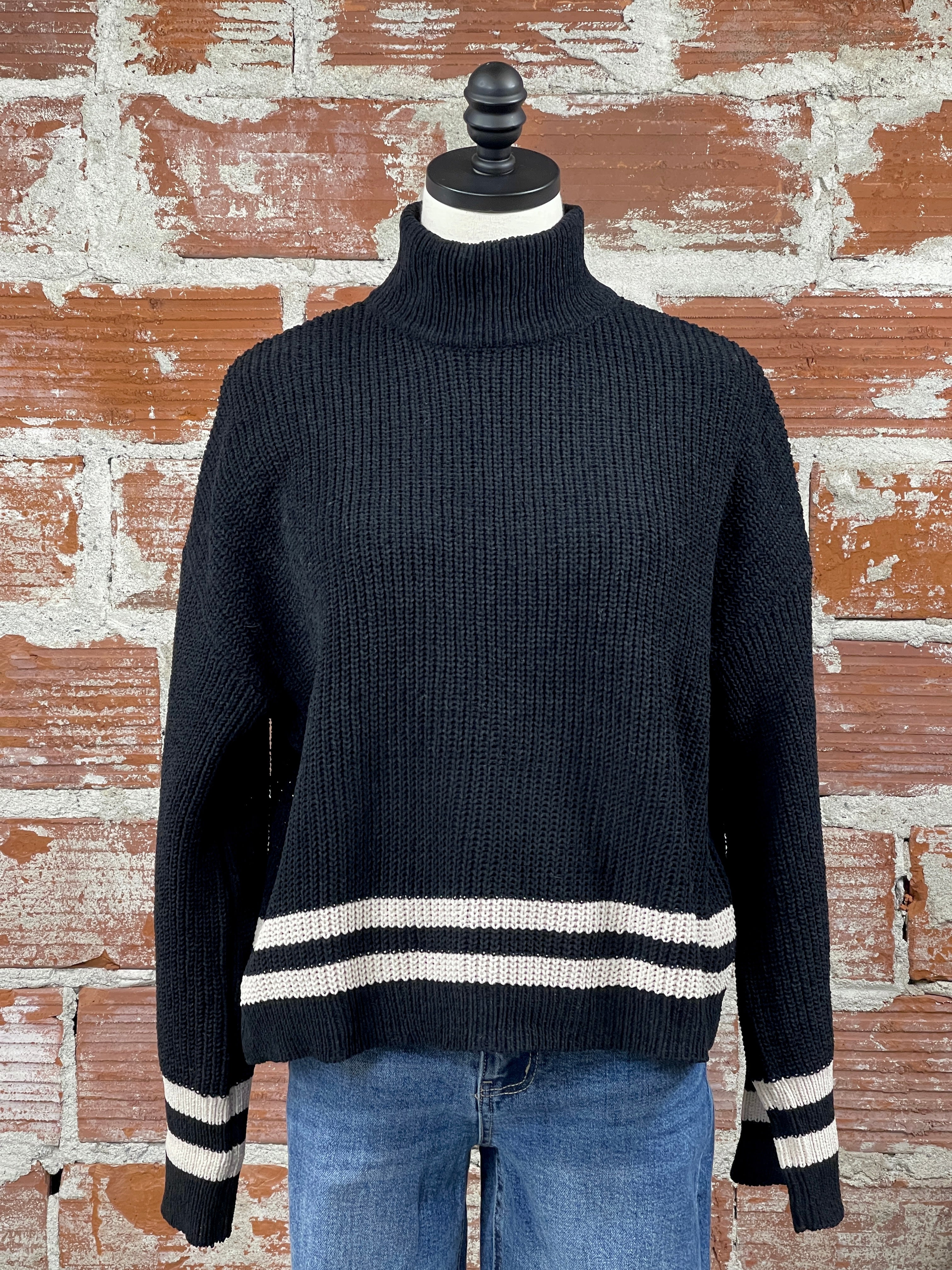 Sanctuary Stay Cozy Stripe Sweater Black