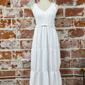 Dex Textured Midi Dress in Off White-152 Dresses - Long-Little Bird Boutique