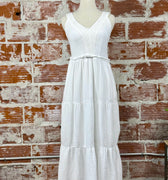 Dex Textured Midi Dress in Off White-152 Dresses - Long-Little Bird Boutique