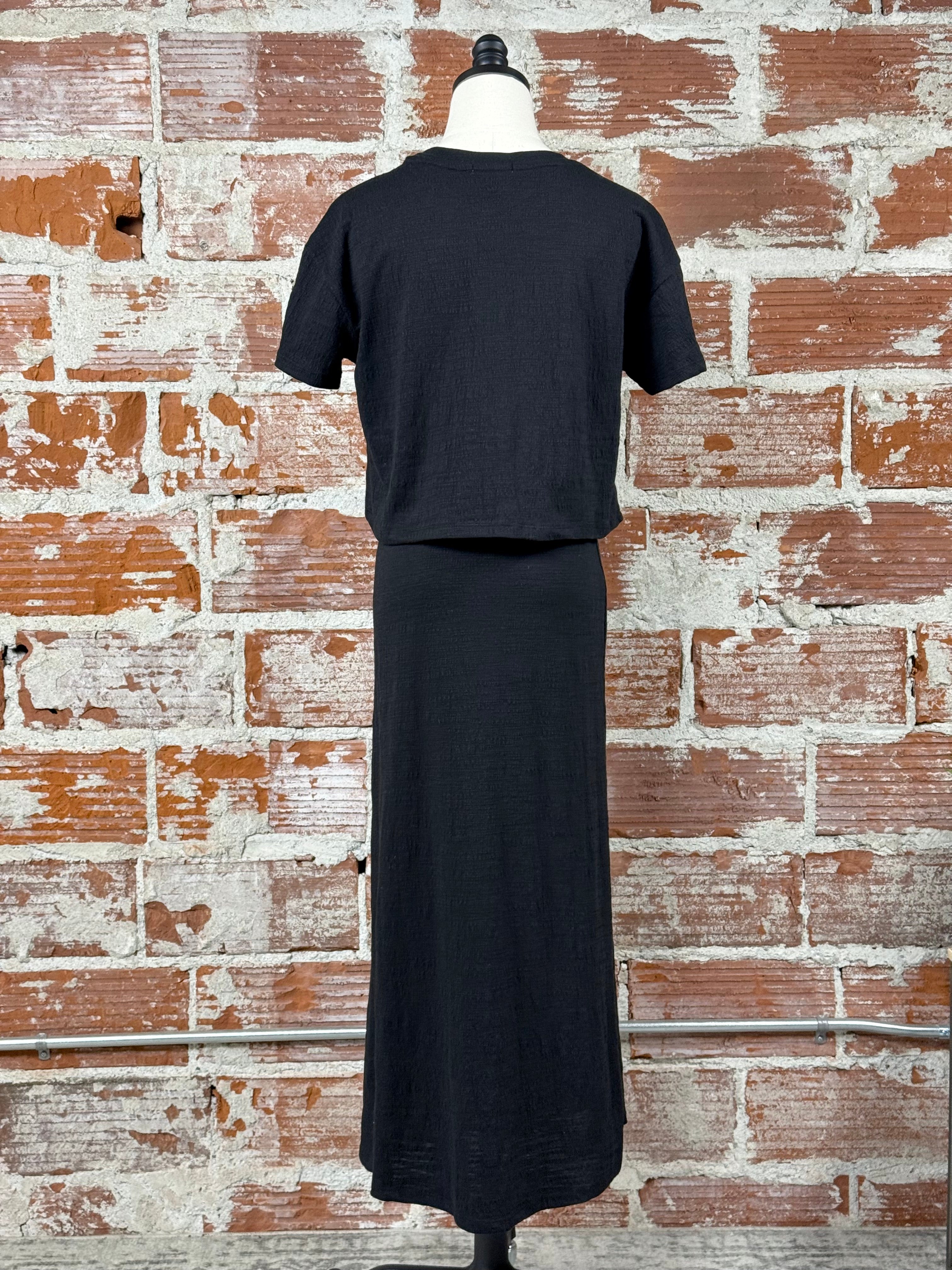Z Supply Delavine Textured Midi Skirt in Black-231 Skirts-Little Bird Boutique