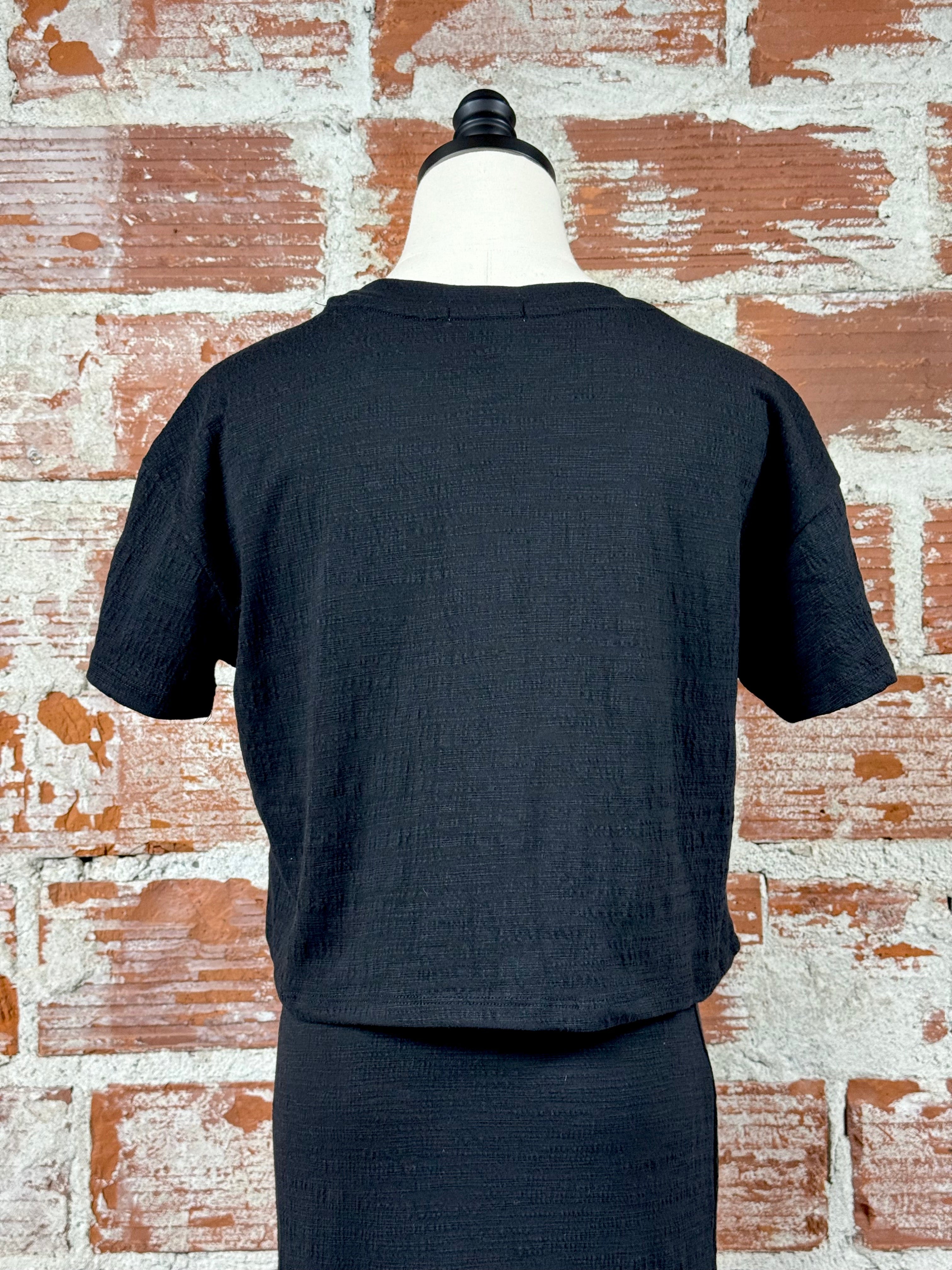 Z Supply Sway Textured Cropped Tee in Black-122 - Jersey Tops S/S (Dec - May)-Little Bird Boutique