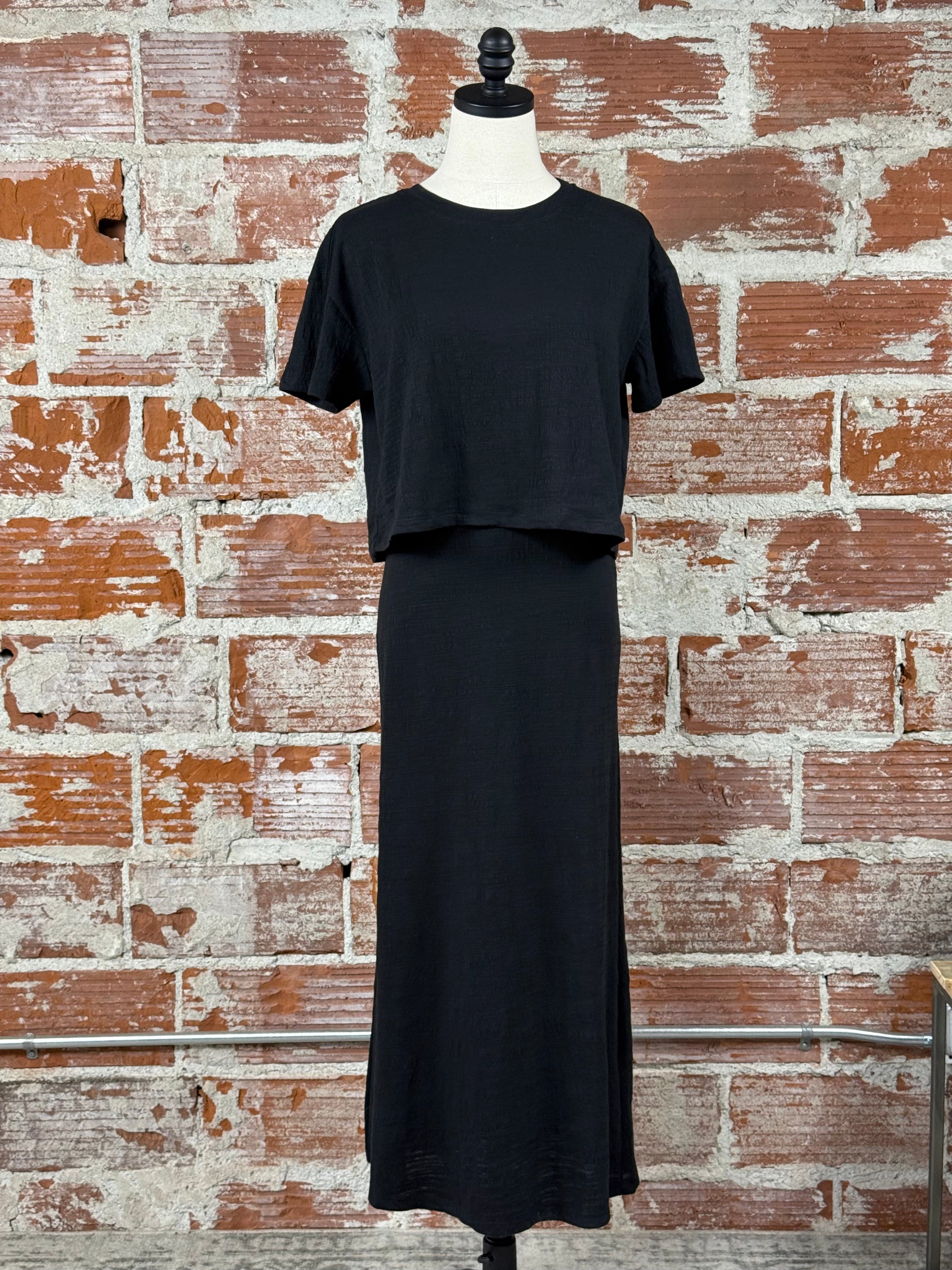 Z Supply Delavine Textured Midi Skirt in Black-231 Skirts-Little Bird Boutique