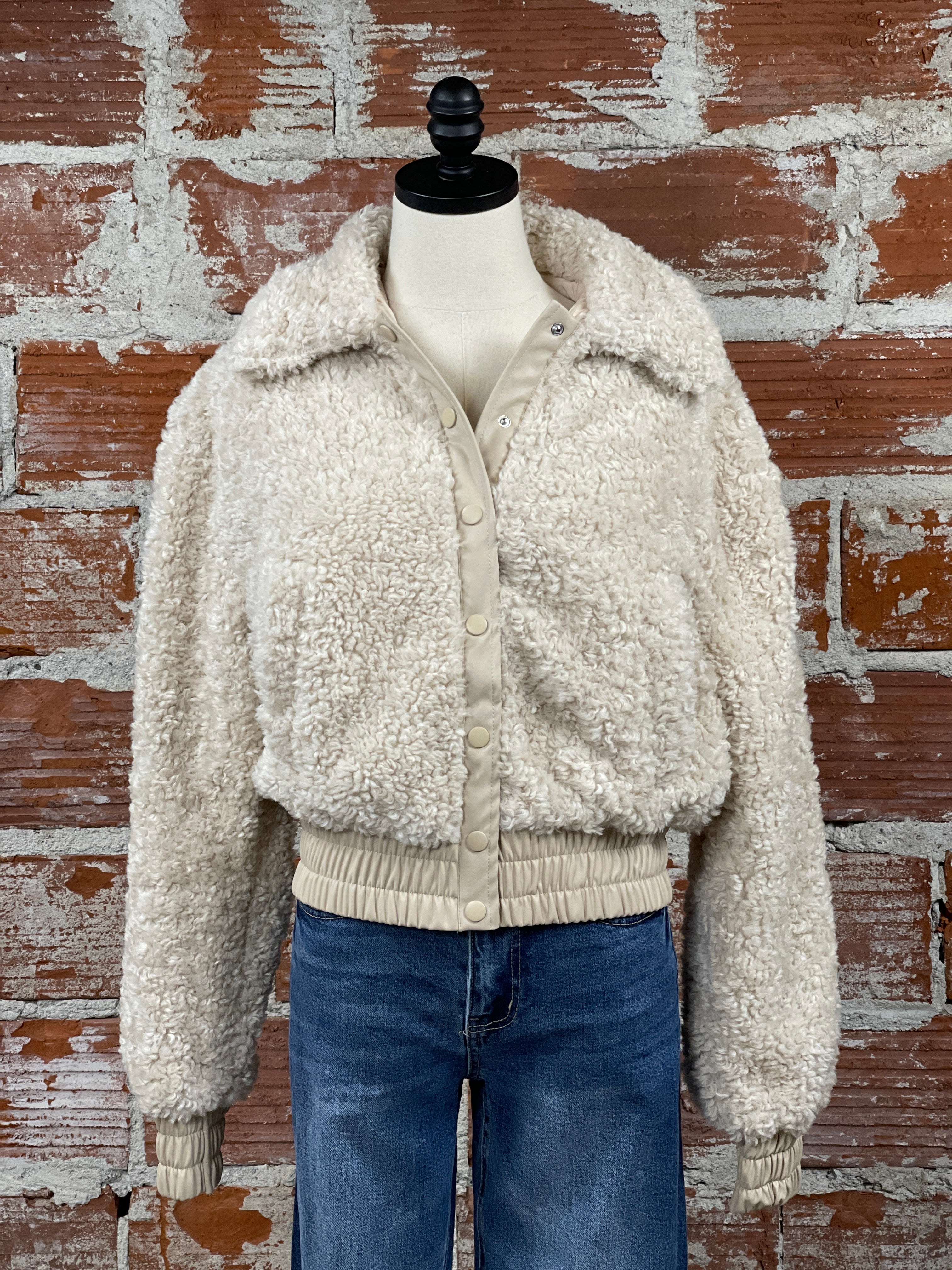 Sanctuary Libby Sherpa Jacket in Toasted Almond-141 Outerwear Coats & Jackets-Little Bird Boutique