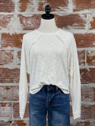 Dex Ruffle Trim Top in Cream-122 - Jersey Tops S/S (Dec - May)-Little Bird Boutique