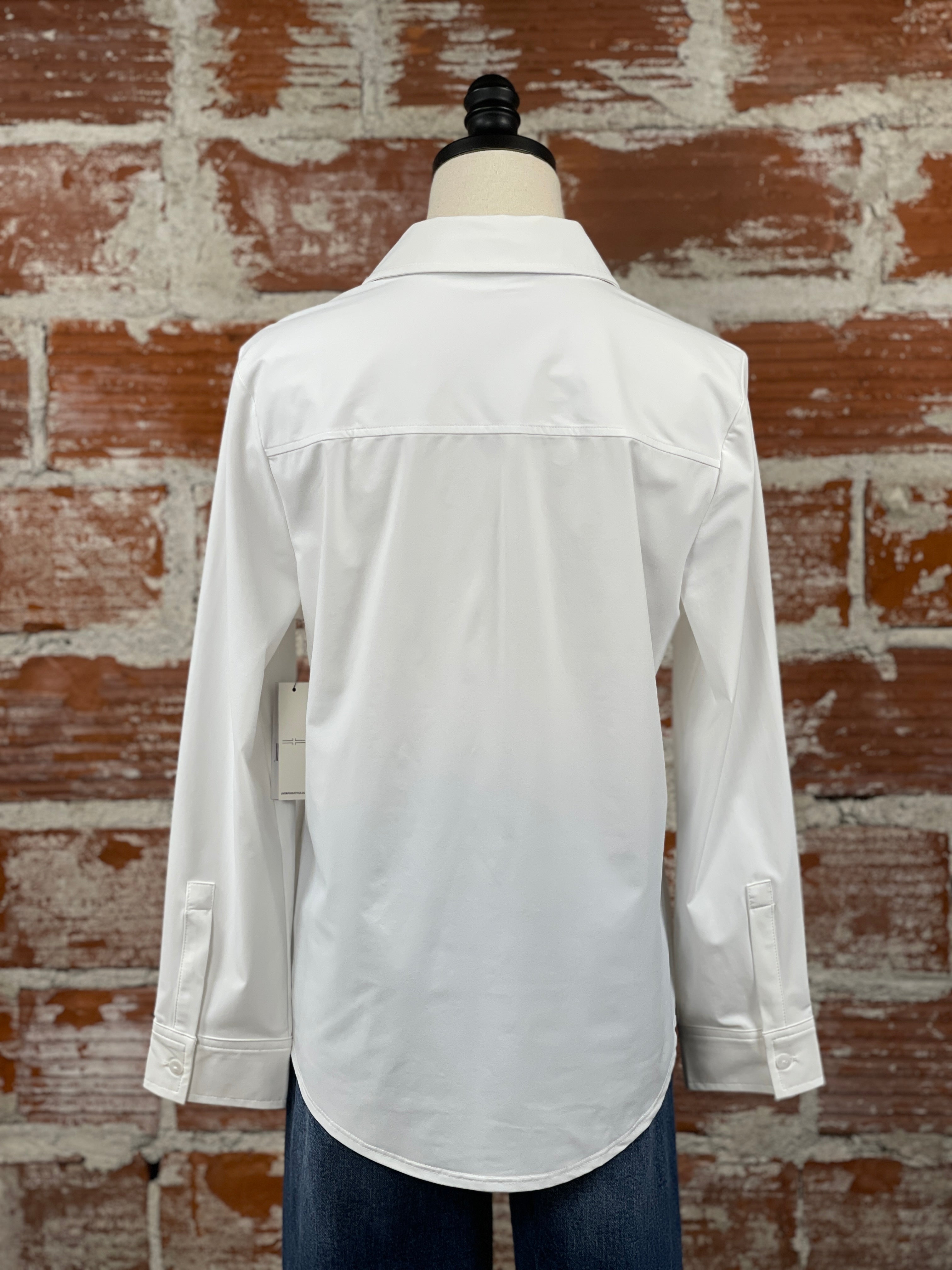 Liverpool Classic Button Up Shirt in White-111 - Woven Top F/W (June- Nov)-Little Bird Boutique