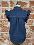 Summer Top in Dark Denim-112 - Woven Top S/S (Dec - May)-Little Bird Boutique