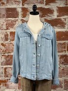 Thread and Supply Jackie Hooded Jacket in Sun Wash-145 Denim Jackets-Little Bird Boutique