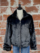 Sanctuary Lux Fur Coat in Black-141 Outerwear Coats & Jackets-Little Bird Boutique