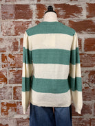 Dusty Sweater in Green and Ivory Stripe-132 - Sweaters S/S (Dec - May)-Little Bird Boutique