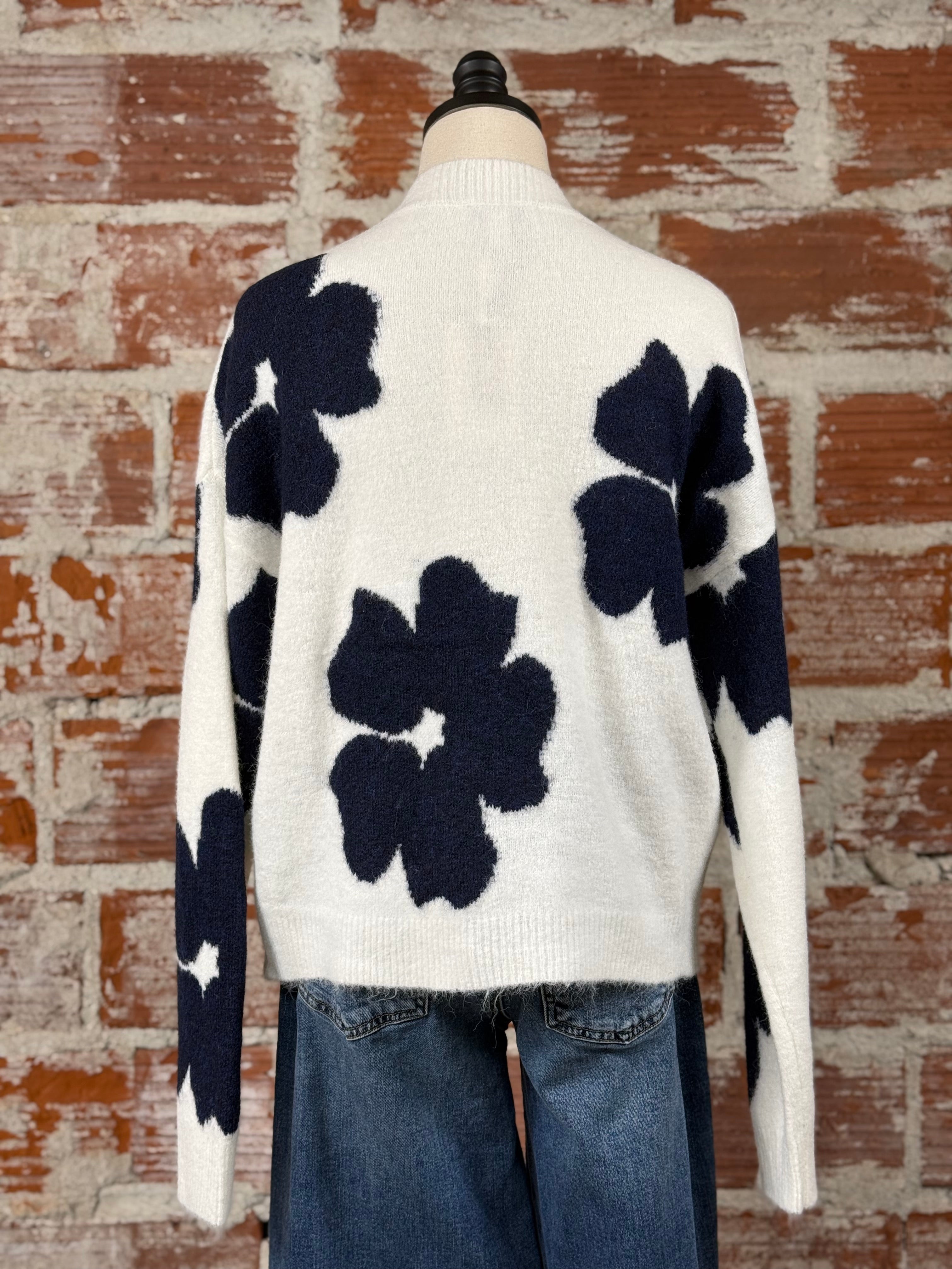 Mea Flower Sweater in Marshmallow Mix-132 - Sweaters S/S (Dec - May)-Little Bird Boutique