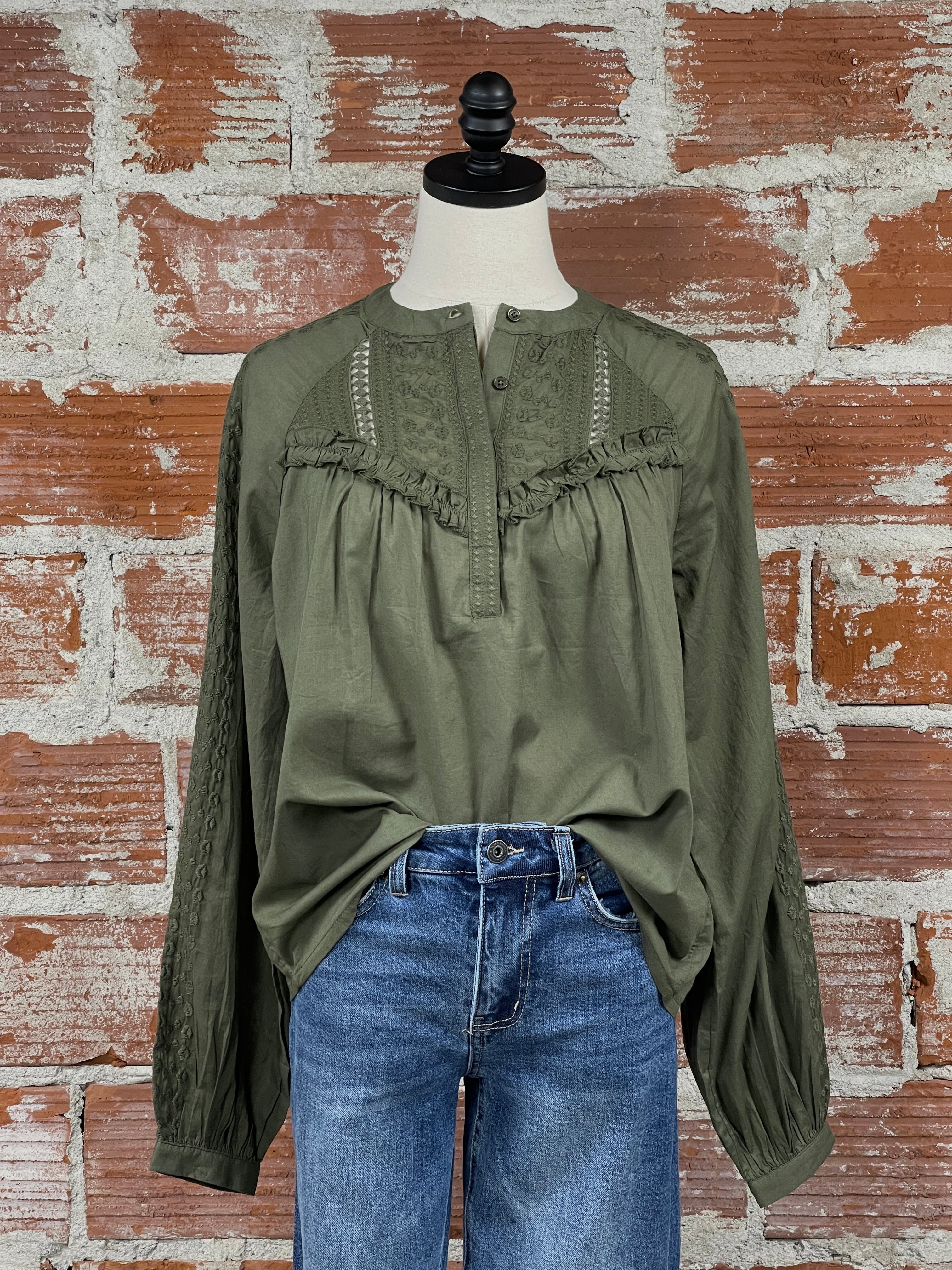 Byiulia Top in Olive Night-111 - Woven Top F/W (June- Nov)-Little Bird Boutique