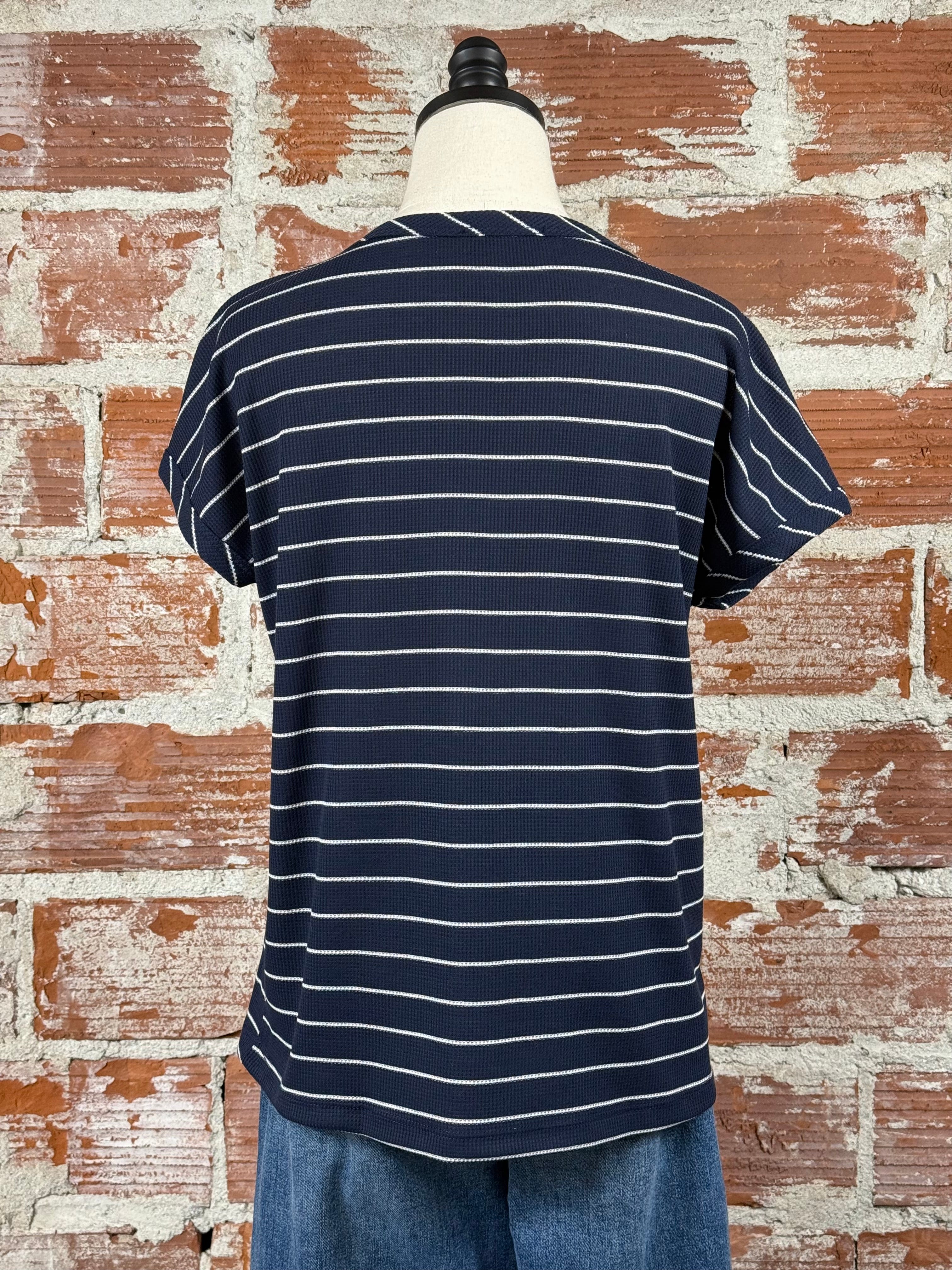 Nora Tee in Navy and White-112 - Woven Top S/S (Dec - May)-Little Bird Boutique