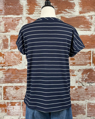 Nora Tee in Navy and White-112 - Woven Top S/S (Dec - May)-Little Bird Boutique