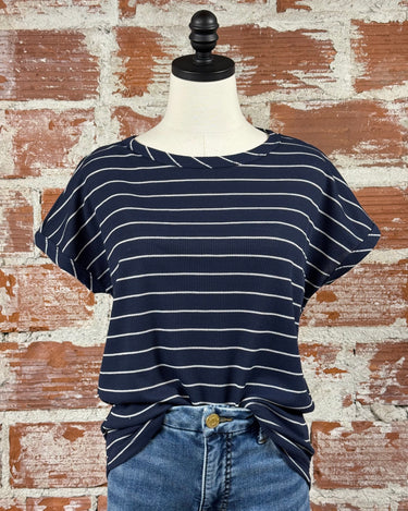 Nora Tee in Navy and White-112 - Woven Top S/S (Dec - May)-Little Bird Boutique
