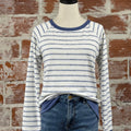 Kennedy Top in Ivory and Denim Stripe-112 - Woven Top S/S (Dec - May)-Little Bird Boutique
