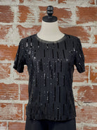 Sanctuary Sequin Perfect Tee in Black-123 - Jersey Tops (Holiday)-Little Bird Boutique