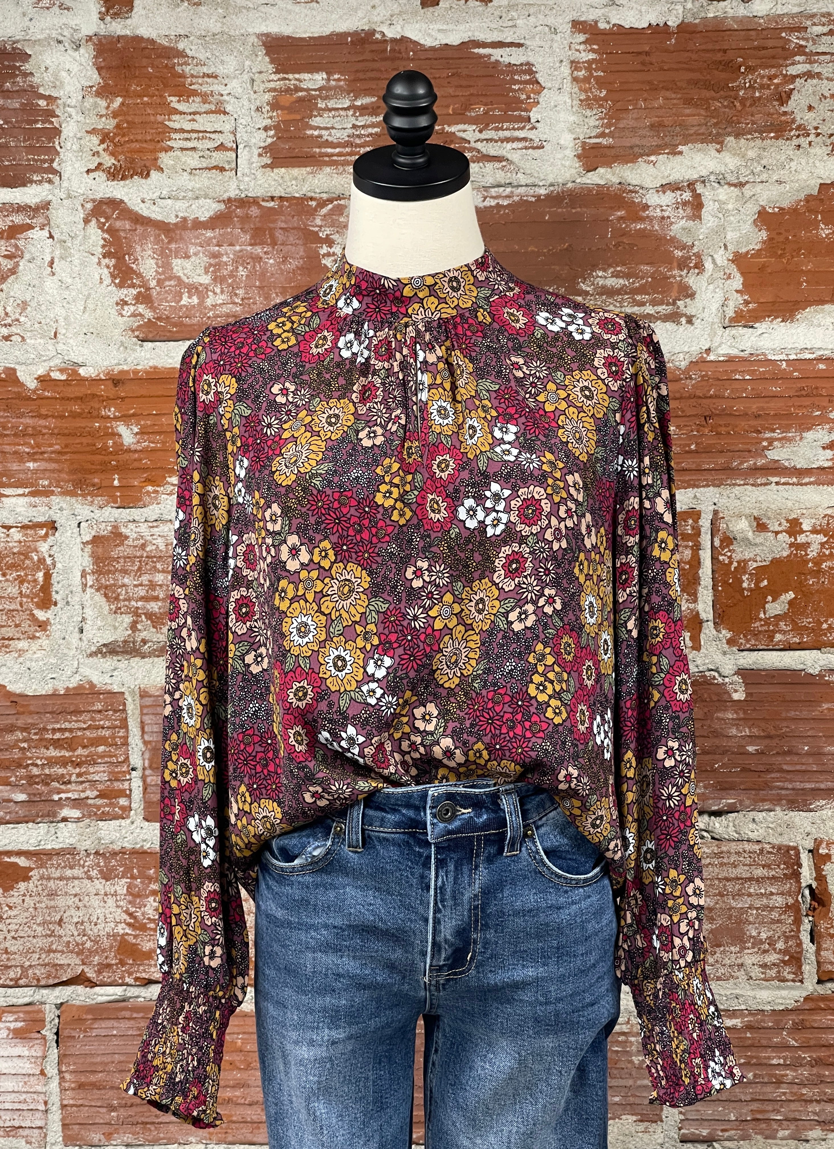 Jak & Rae Arlene Top in Plum Floral-111 - Woven Top F/W (June- Nov)-Little Bird Boutique