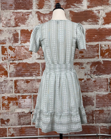 Flag and Anthem Cheyenne Mini Dress in Sage and White-151 Dresses - Short-Little Bird Boutique