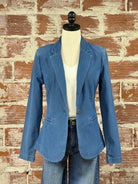 Kate Denim Blazer in Medium Blue-143 Blazers-Little Bird Boutique