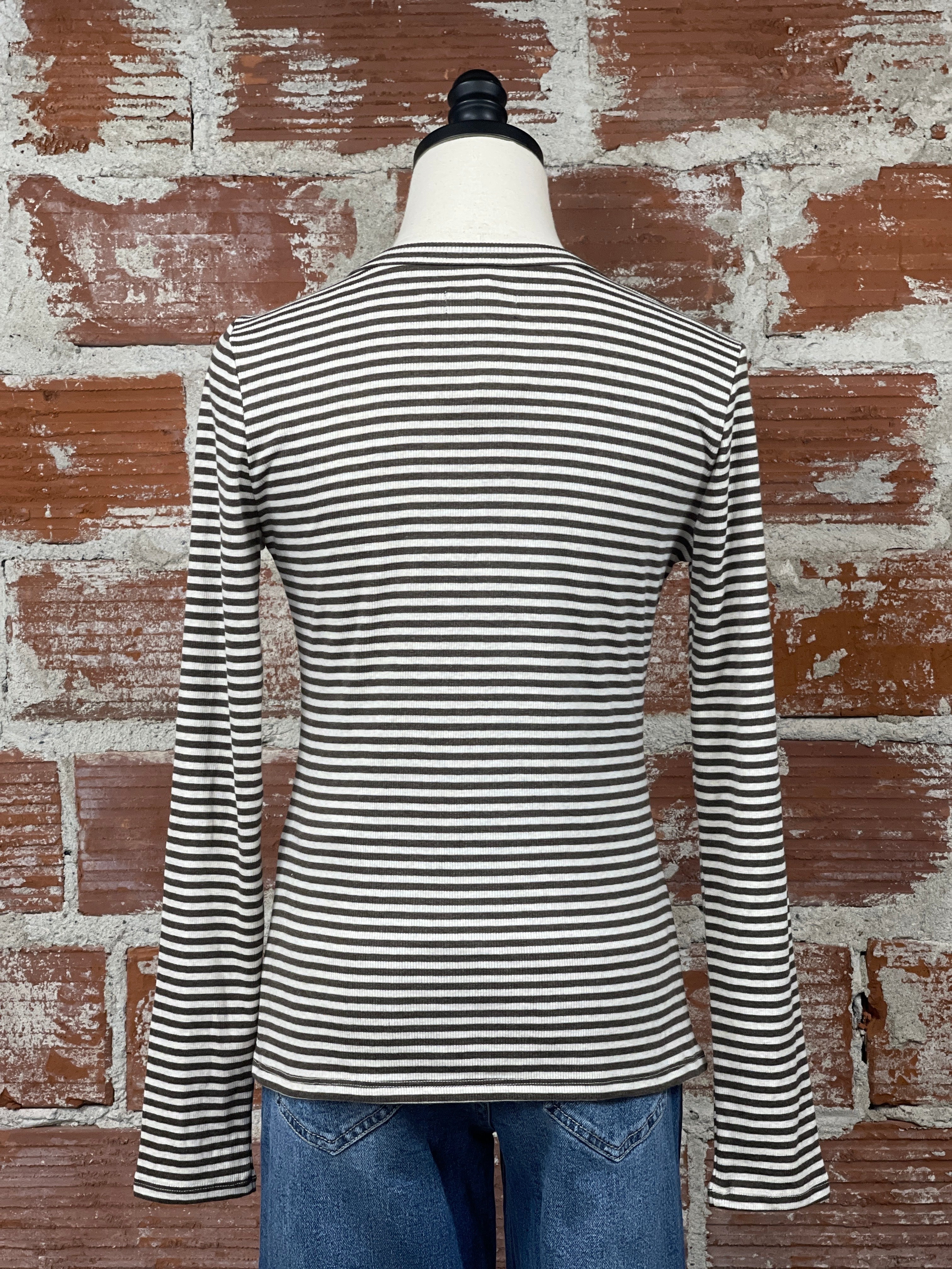 Flag and Anthem Sterling Top in Light Brown Stripe-121 - Jersey Tops F/W (June - Nov)-Little Bird Boutique