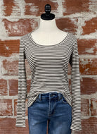 Flag and Anthem Sterling Top in Light Brown Stripe-121 - Jersey Tops F/W (June - Nov)-Little Bird Boutique