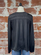 Liverpool Shirring Blouse in Black-113 - Woven Tops (Holiday)-Little Bird Boutique