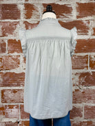 Lovestitch Ruffle Sleeve Top in Dusty Sage-112 - Woven Top S/S (Dec - May)-Little Bird Boutique