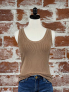 Classic Rib Tank in Toffee-122 - Jersey Tops S/S (Dec - May)-Little Bird Boutique