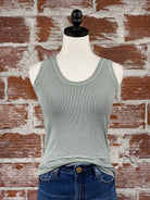 Classic Rib Tank in Sage-122 - Jersey Tops S/S (Dec - May)-Little Bird Boutique