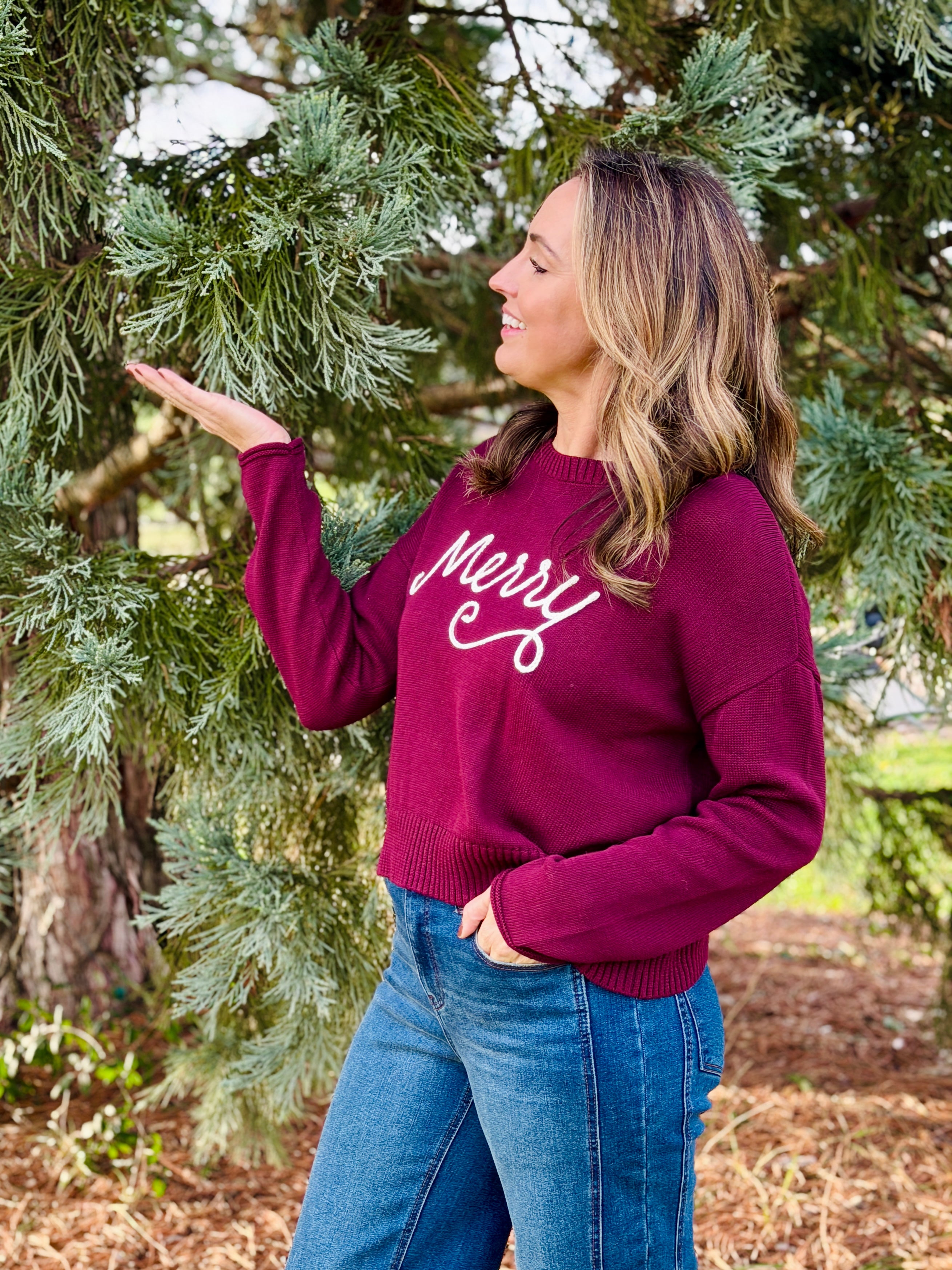 Z Supply Sienna Merry Sweater in Merlot-133 - Sweaters (Holiday)-Little Bird Boutique