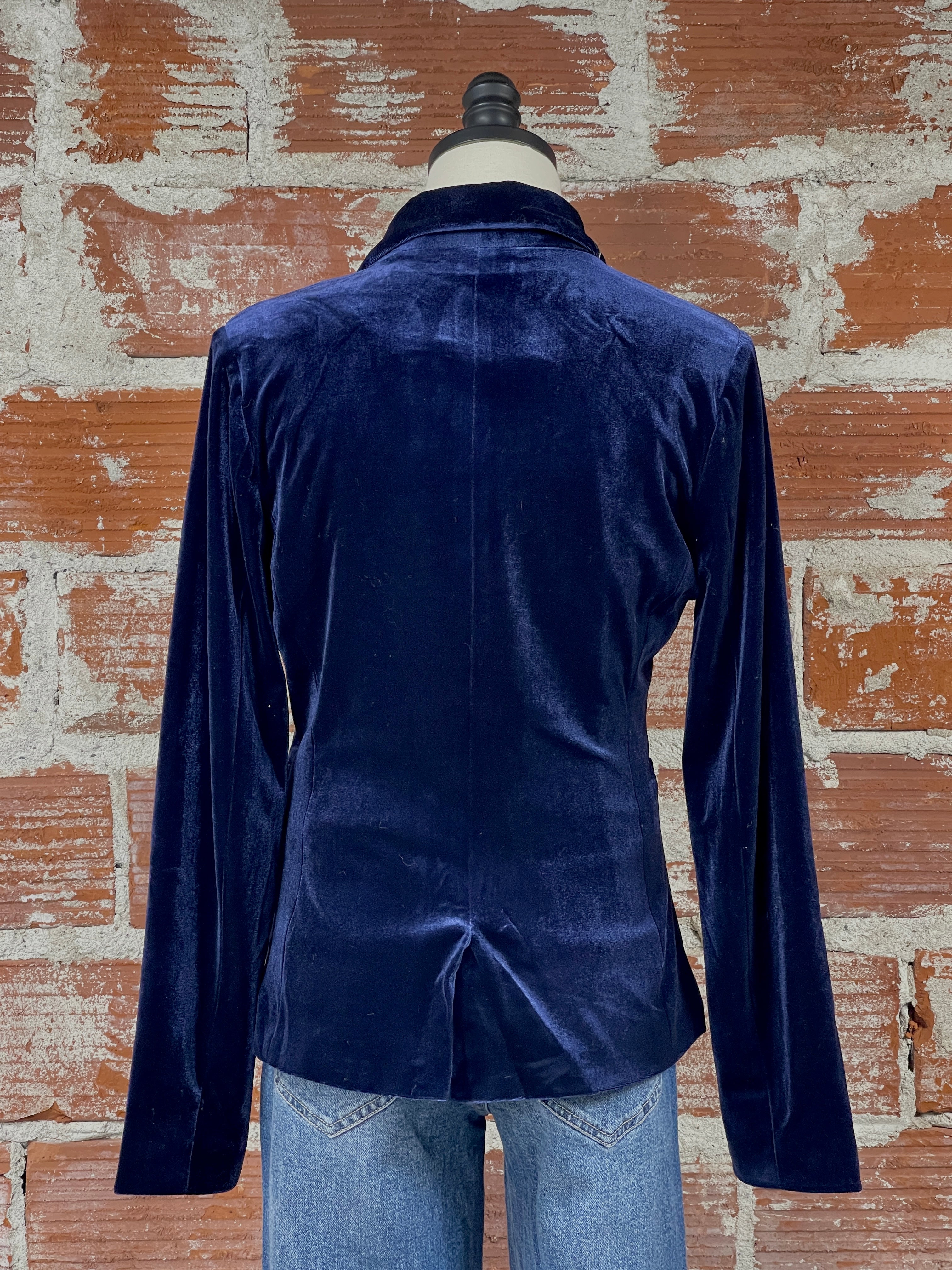 Molly Bracken Velvet Blazer in Navy Blue-143 Blazers-Little Bird Boutique