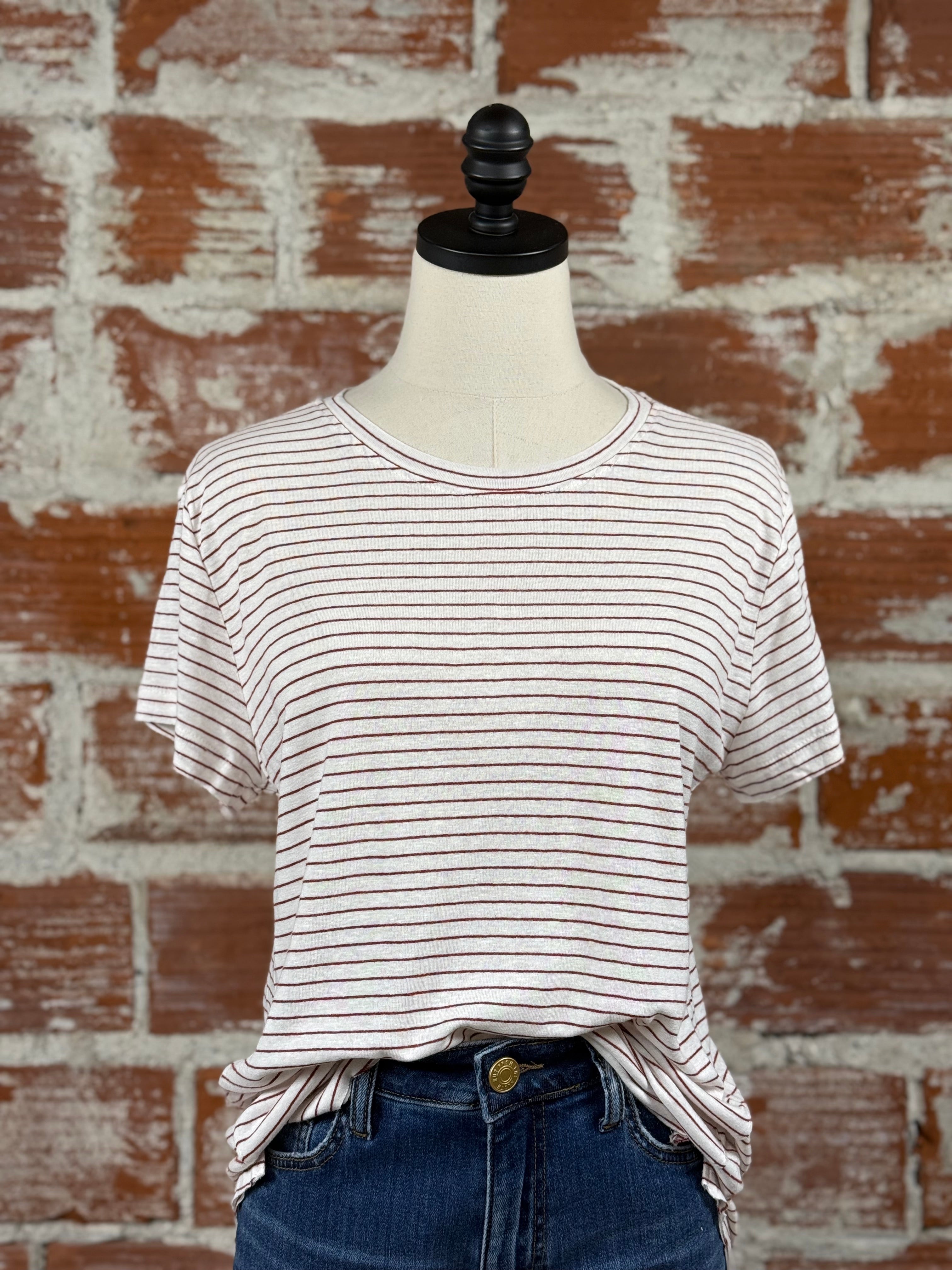 Bobbi Tee in Cherry Stripe-122 - Jersey Tops S/S (Dec - May)-Little Bird Boutique