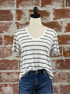 Mika Tee in Grey Stripe-122 - Jersey Tops S/S (Dec - May)-Little Bird Boutique