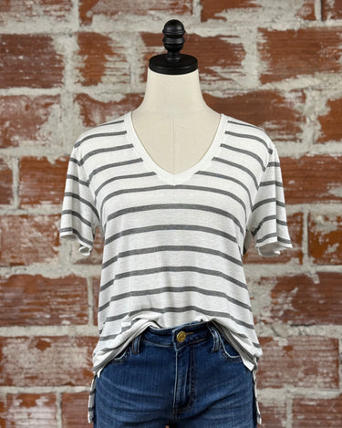 Mika Tee in Grey Stripe-122 - Jersey Tops S/S (Dec - May)-Little Bird Boutique