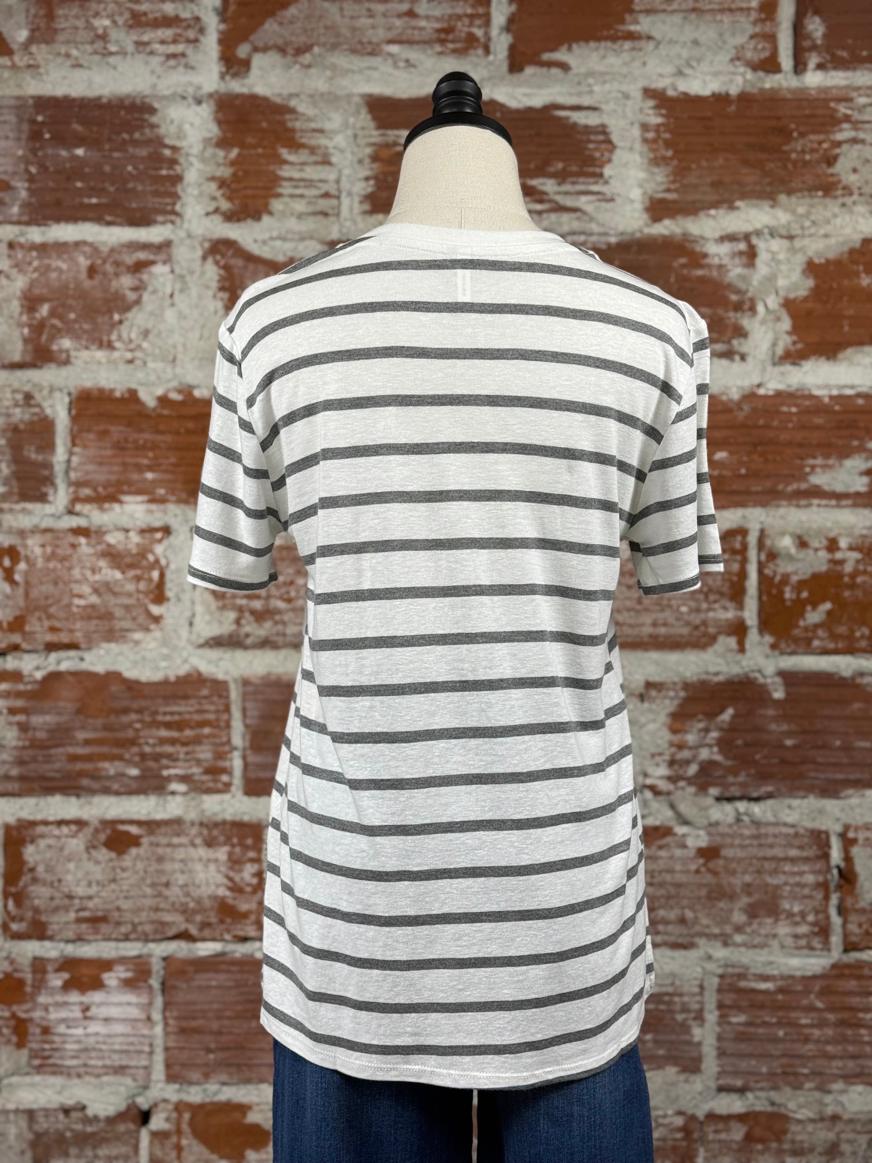 Mika Tee in Grey Stripe-122 - Jersey Tops S/S (Dec - May)-Little Bird Boutique