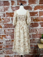 Kimberly Dress in Taupe Floral-152 Dresses - Long-Little Bird Boutique