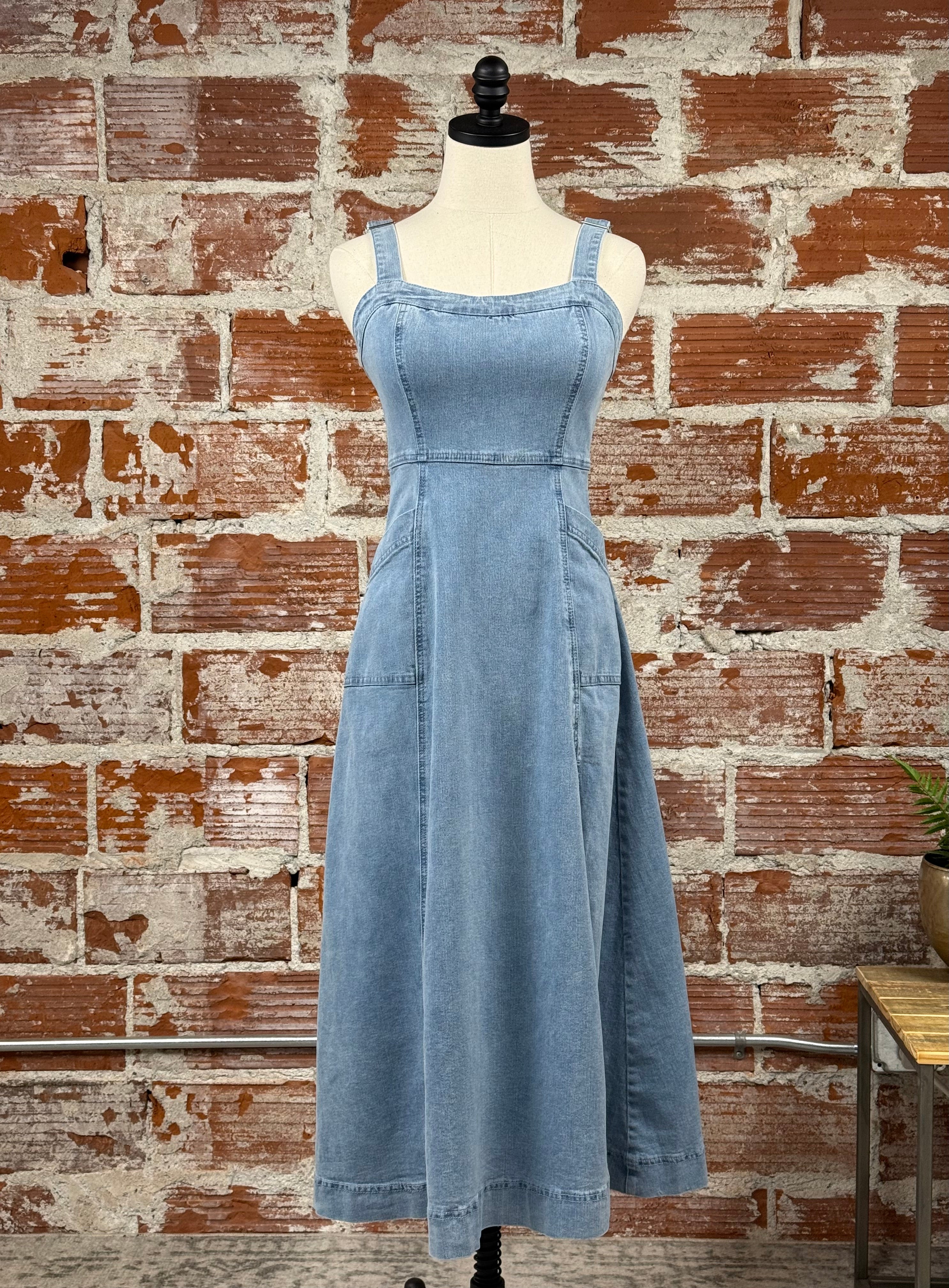 Summer Nights Denim Dress-152 Dresses - Long-Little Bird Boutique
