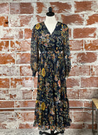 Ashley Dress in Navy Floral-152 Dresses - Long-Little Bird Boutique