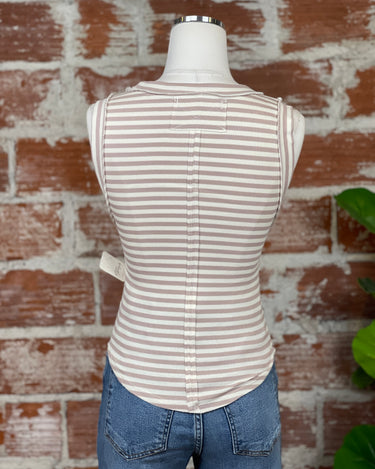Free People Striped Tank in Cream & Taupe-121 - Jersey Tops F/W (June - Nov)-Little Bird Boutique