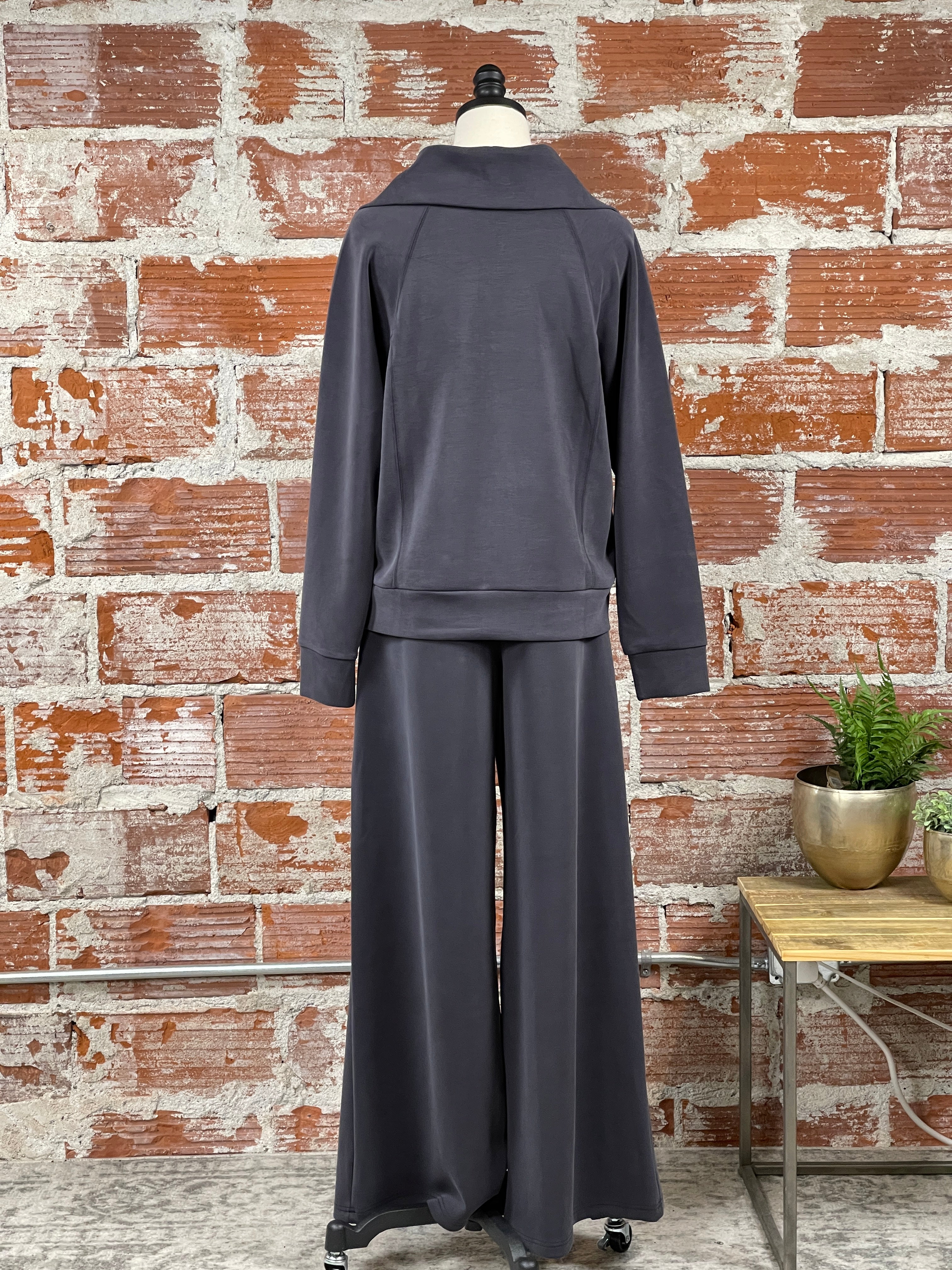 Matty M Stevie Top in Graphite-142 Sweatshirts & Hoodies-Little Bird Boutique