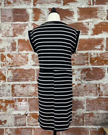 Fresno Dress in Black and White Stripe-151 Dresses - Short-Little Bird Boutique