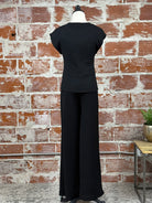 Dex Drop Shoulder Textured Top in Black-122 - Jersey Tops S/S (Dec - May)-Little Bird Boutique